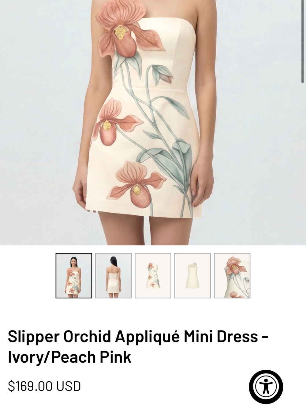 NWT JW Pei Slipper Orchid Mini Dress Ivory/Peach